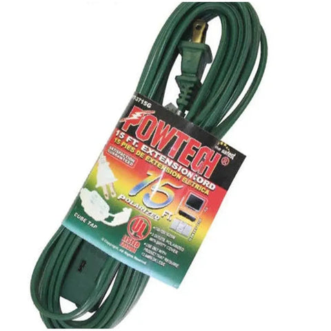 15 Feet Green UL Extension Cord