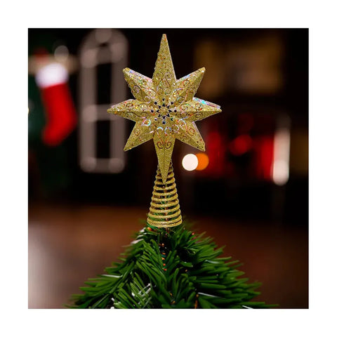 14" Gold Glitter Polaris Star Projector Treetop
