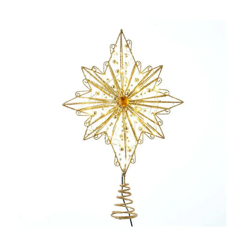 15" 30-Light Warm White Fairy LED Gold Star Treetop