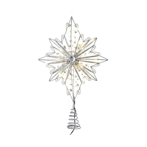 15" Warm White Fairy LED Silver Star Treetop