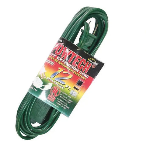 12 Feet Green UL Extension Cord