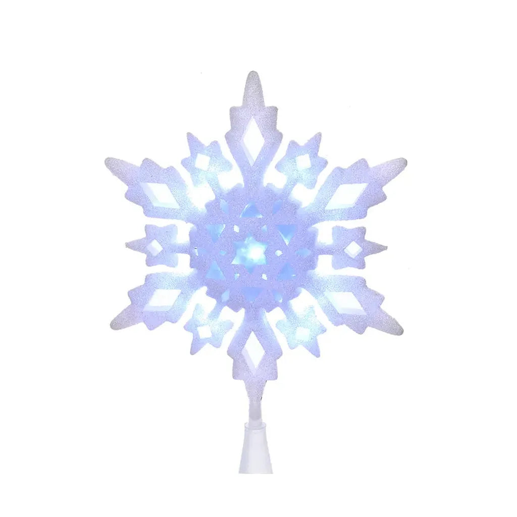 10" Cool White LED Glitter Snowflake Treetop