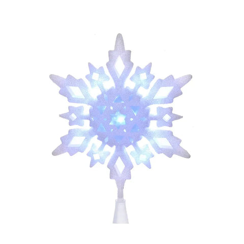 10" Cool White LED Glitter Snowflake Treetop