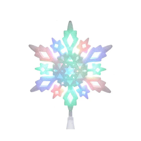 10" Multicolor LED Glitter Snowflake Treetop