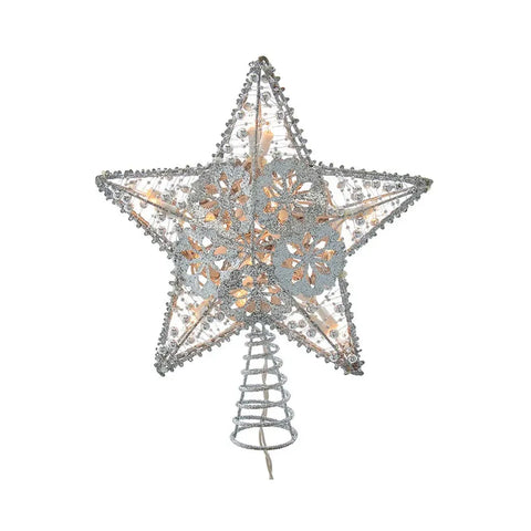 10" 20-Light Silver Star Treetop