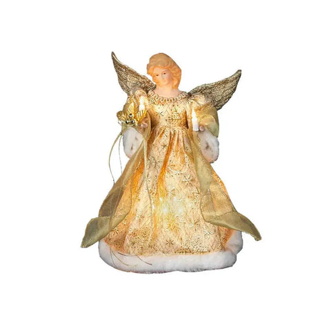 12" 10-Light Gold Dress Angel Treetop