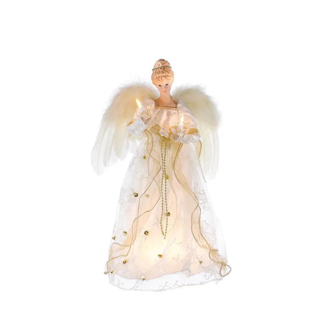 16" 10-Light Ivory and Gold Angel Treetop