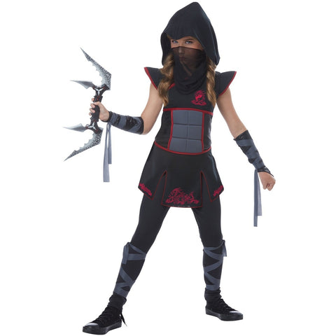 Blk/Red Fearless Ninja Girl's Costume