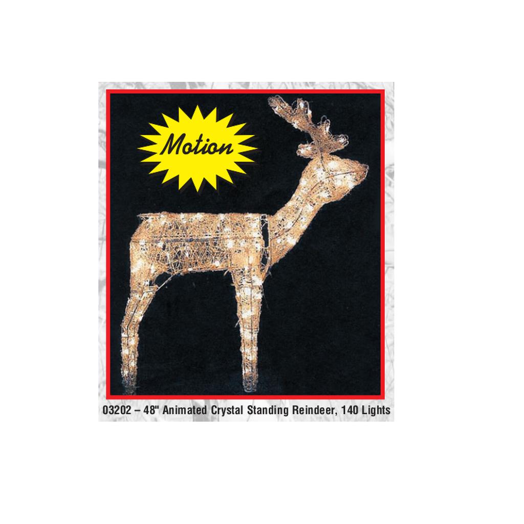 48" Animated Crystal Standing Reindeer w/ 140 Lights