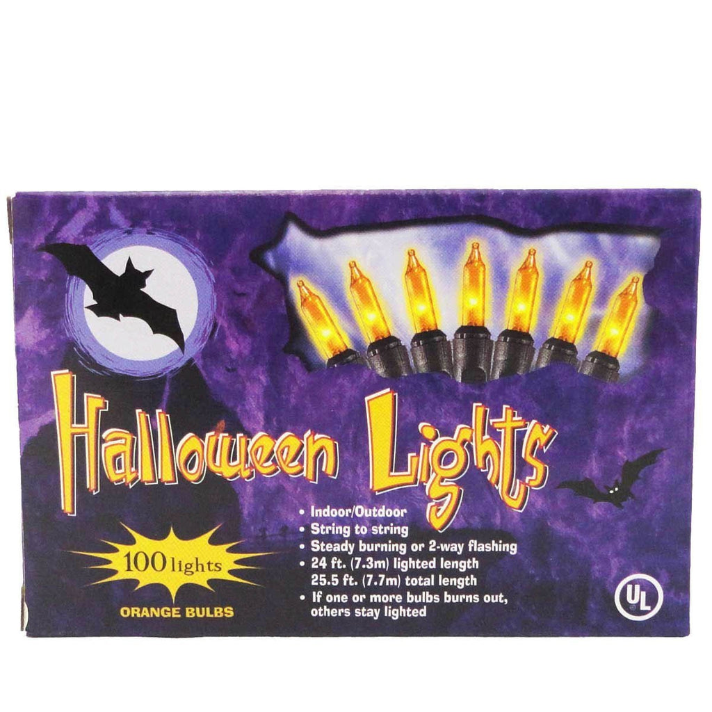 Halloween Light Set - 100 Orange Bulb Light Set