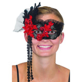 Day of the Dead 1/2 Eye Mask with Flowers