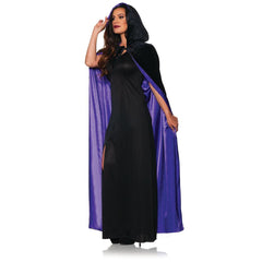 Black Velvet Hooded Cape with Purple Satin Lining