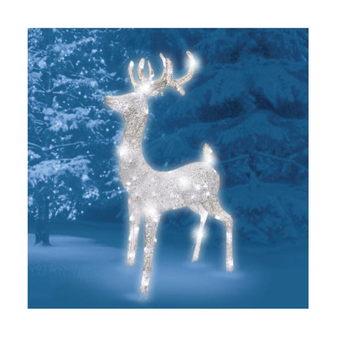 52" Elegant Morphing Buck Deer- Silver Woven Glitter