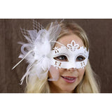 White Cut Out Eye Mask with Side Mesh Bow
