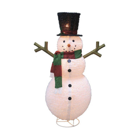 60" Lighted Fluffy Fabric Lantern Snowman