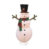 60" Lighted Fluffy Fabric Lantern Snowman