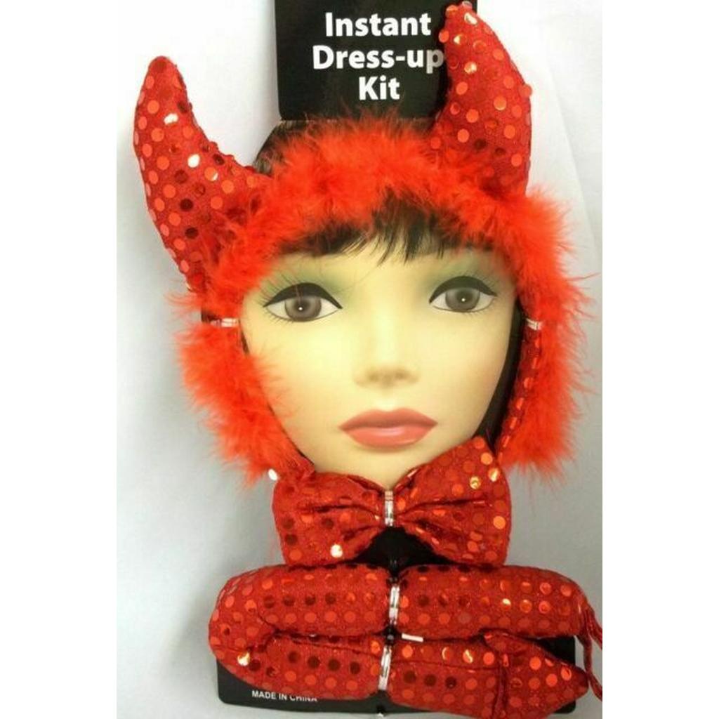 Red Sequin Devil Horns and Tail