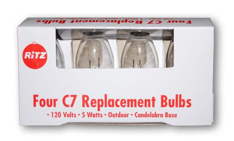 C7 Clear Bulbs - 4 Pack