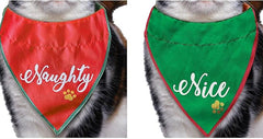 Red & Green Naughty/Nice Reversible Pet Bandana