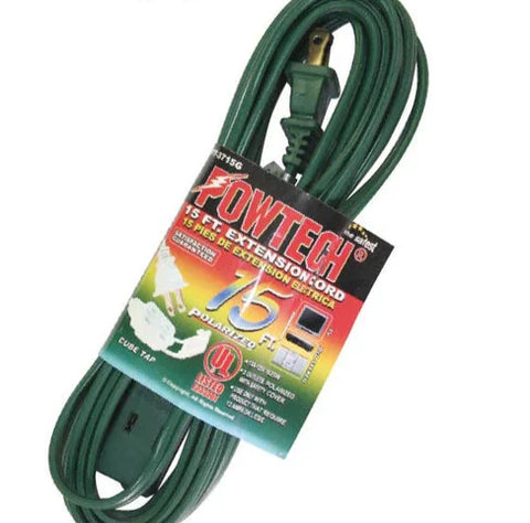 15 Feet Green UL Extension Cord