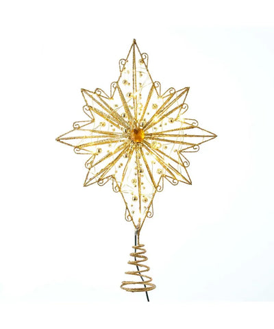 15" 30-Light Warm White Fairy LED Gold Star Treetop