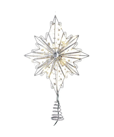 15" Warm White Fairy LED Silver Star Treetop