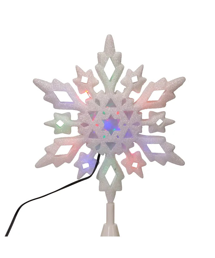 10" Multicolor LED Glitter Snowflake Treetop