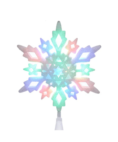 10" Multicolor LED Glitter Snowflake Treetop