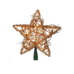 9.8" 20-Light Gold Rattan Star Treetop