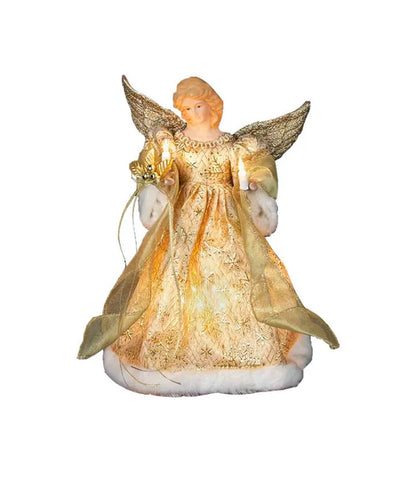 12" 10-Light Gold Dress Angel Treetop