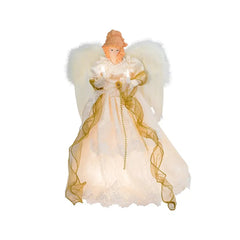 16.5" 10-Light Ivory and Gold Angel Treetop