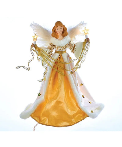 16" 10-Light Cream and Gold Angel Treetop