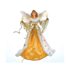 16" 10-Light Cream and Gold Angel Treetop