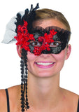 Day of the Dead 1/2 Eye Mask with Flowers