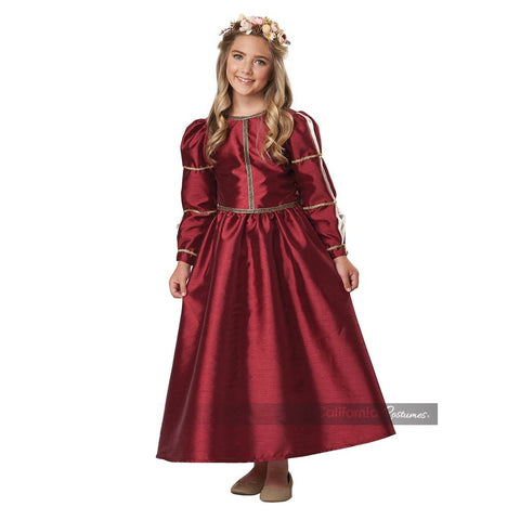 Burgundy Renaissance Princess Girl's Costume