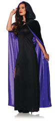 Black Velvet Hooded Cape with Purple Satin Lining