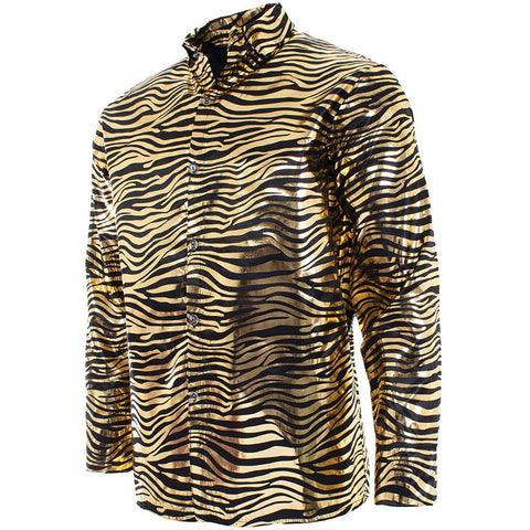 Black and Gold Tiger Striped Shirt Men's Costume