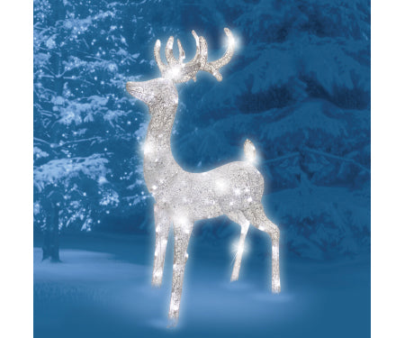 52" Elegant Morphing Buck Deer- Silver Woven Glitter