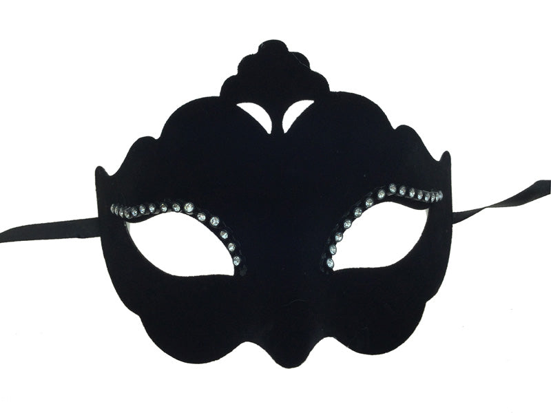 Black Velvet With Rhinestone Eye Mask