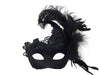 Lace Eye Mask with Side Upsweep & Feather