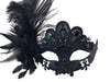 Lace Eye Mask with Side Feather & Gems