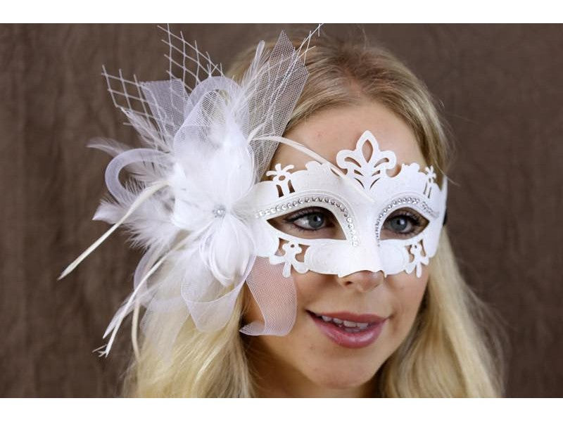 White Cut Out Eye Mask with Side Mesh Bow