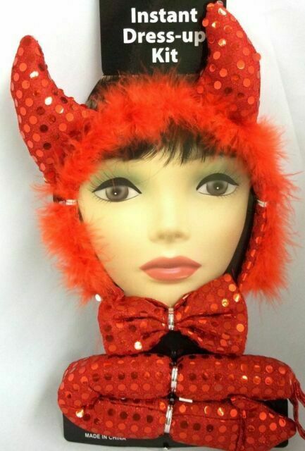 Red Sequin Devil Horns and Tail